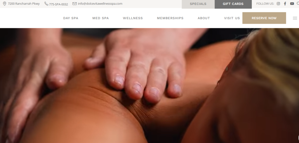 Dolce Vita Wellness Spa main website page