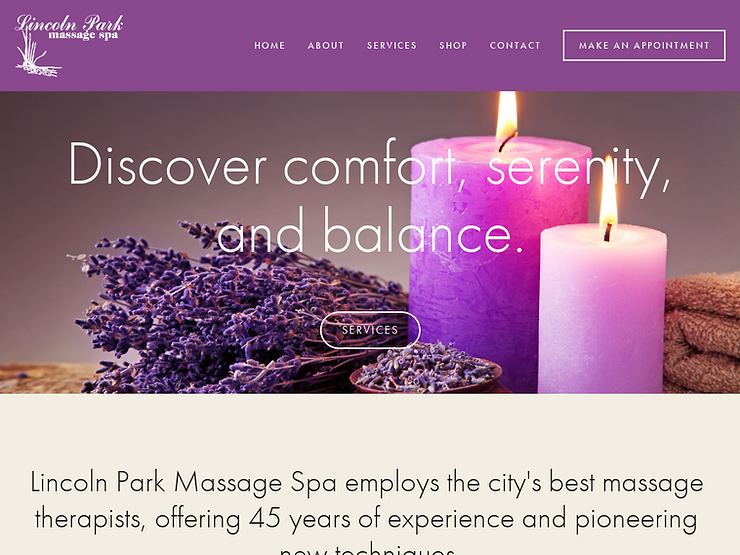 Lincoln Park Massage main website page