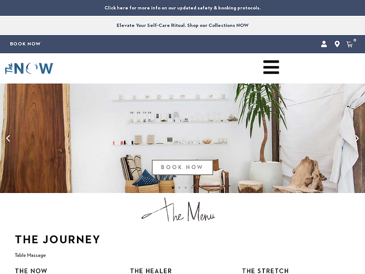 NOW Massage main website page