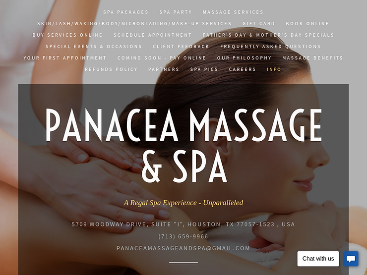 Panacea Houston main website page